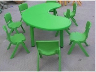 Kindergarten children's desk and chair suit plastic table chair baby early teaching table toy table thick moon table