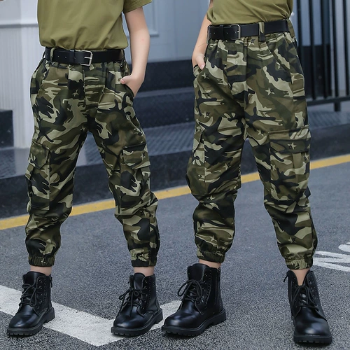 Камуфляжные штаны для мальчиков, тонкая детская летняя одежда для отдыха, в корейском стиле, подходит для подростков