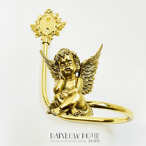 Angel pure copper hook French brass curtain American decorative hanging object French retro strap European wall hook hanging ball