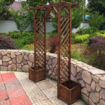 Outdoor courtyard carbide antiseptic wood arch garden door vine shelf with bucket grid crawling vine garden