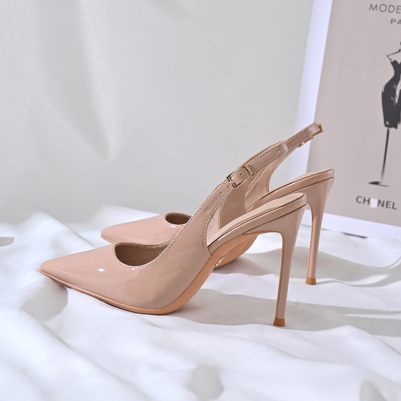 Sheepskin French-Style Sexy Nude High Heels Women's Summer Stiletto Heel Elegant Style Closed-Toe Sandals 2026 New Mule Shoes