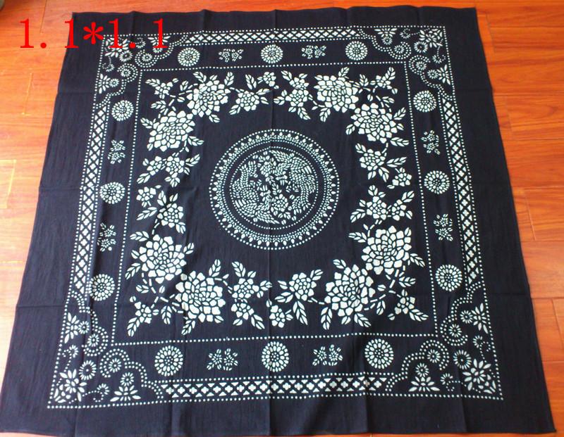 Wuzhen blue calico traditional handmade thick cotton tablecloth double-sided square tablecloth 1 1*1 1