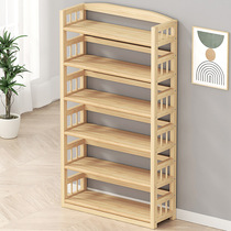Household all-solid wood floor-to-ceiling mobile bookshelf storage rack childrens bookcase multi-layer office storage shelf