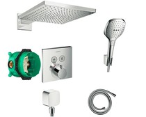 German brand Hans original flying rain dark mounted wall shower 26239000 15763000 package