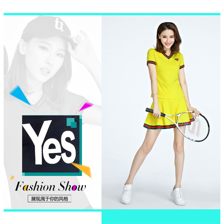 Trang phục thể thao phù hợp với nữ mùa hè cotton ngắn tay chạy váy quần tennis hai mảnh giải trí khách sạn hai mảnh bộ đồ adidas nữ