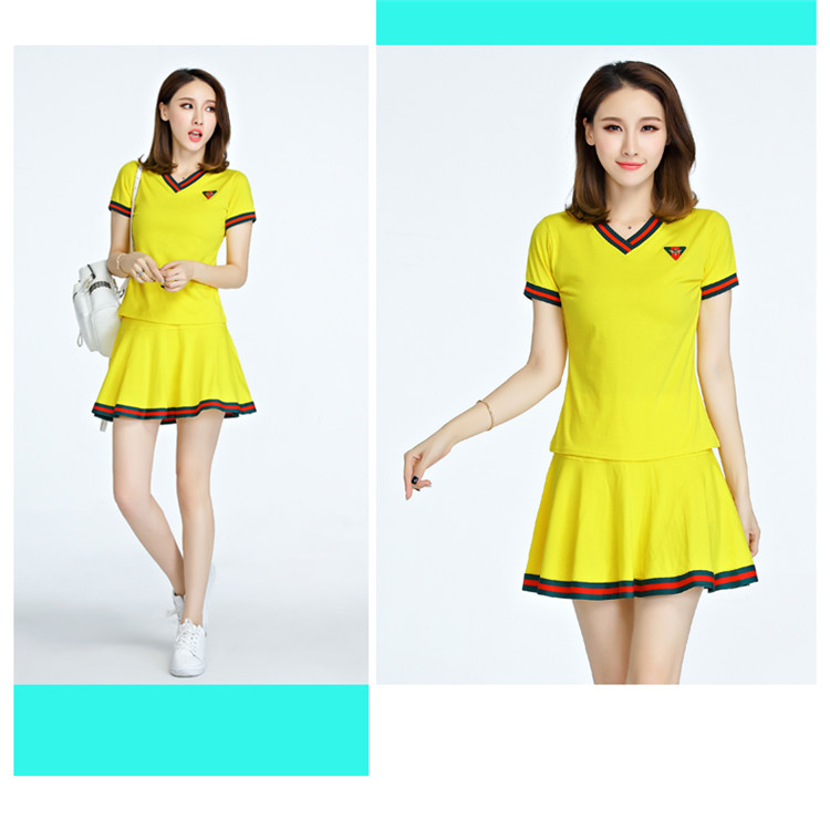Trang phục thể thao phù hợp với nữ mùa hè cotton ngắn tay chạy váy quần tennis hai mảnh giải trí khách sạn hai mảnh bộ đồ adidas nữ