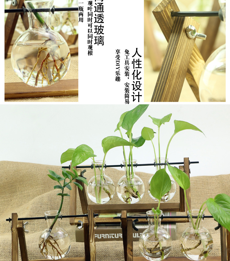 Cây thủy canh chai thủy tinh phòng khách văn phòng máy tính để bàn sáng tạo nước màu xanh lá cây sáng tạo cá tính treo bình - Vase / Bồn hoa & Kệ bình hoa giả đẹp