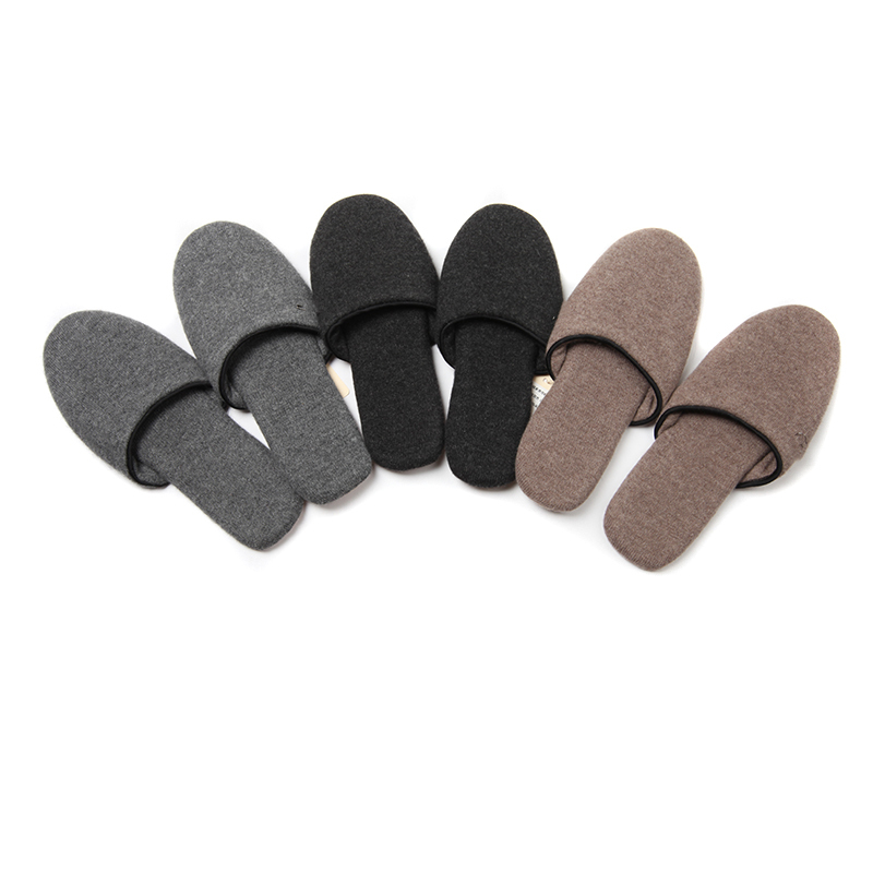 Pure Cashmere Autumn and Winter High-End Leather Sole Home Cashmere Slippers for Men and Women, Warm and Comfortable