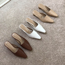 Slippers 2021 Korean version of the fashion wild commuter square head half slippers women spring and summer wear a new low-heeled white cool drag