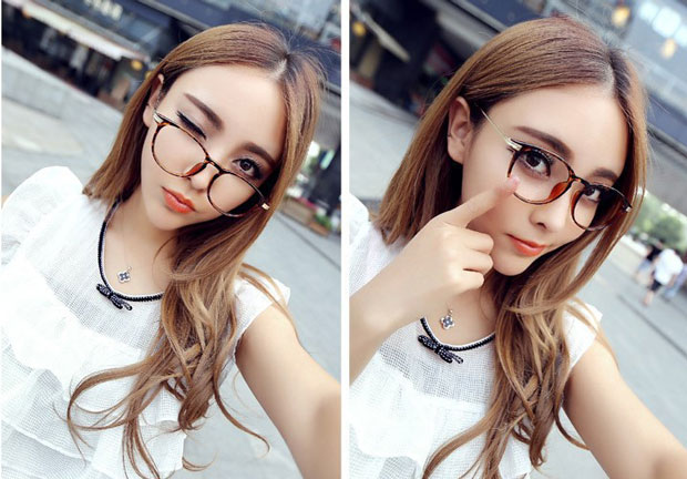 Chuyên nghiệp với nam và nữ phong cách retro dễ thương khung tròn lớn Kính chống cận thị bức xạ Kính phẳng đọc sách kính chanel