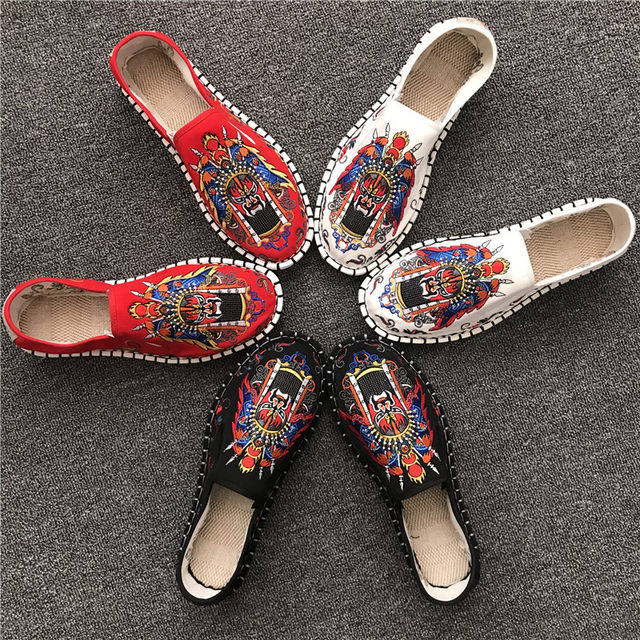 Old Beijing cloth shoes men's embroidered social shoes lazy slip on breathable Korean version trend Chinese style net red same style