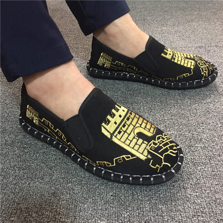 Xã hội người tinh thần anh chàng vải thêu nghệ thuật giày vải trắng giày thoáng khí handmade nam giày giày ngư dân - Plimsolls giày xtep nam