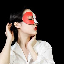 Swallowtail butterfly lady half face mask red and white classic color