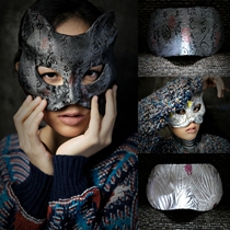 Dovetailed Butterfly Cat Lady Mask Silver Grey Lady Cold Feel Mask Halloween Adult National Wind Gusty Fox Hanfu