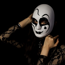 Swallowtail butterfly full face mask Italian drama character Piero clown a tear