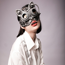 69club Home Animal Cat Lady Full Face Gold And Silver Retro Punk Rivet Mask Annual Conference Performance Stage Halloween