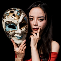 Swallowtail Butterfly Home Full face handmade clown mask blue retro old style