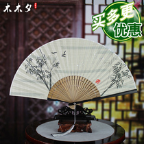 Mu Mu Xi fan Folding fan Womens Chinese fan and fan Womens fan Cotton fan Craft fan Gift fan