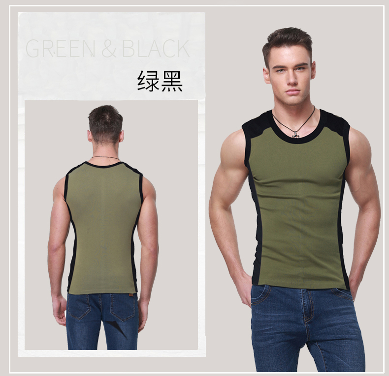 Mùa hè xu hướng thể dục thể thao vai rộng không tay V vòng cổ nam cotton vest đáy đàn hồi thanh niên Slim