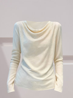 Fashionable and beautiful swing collar one-shoulder top for women, gentle temperament, revealing collarbone, age-reducing bottoming shirt, slimming long-sleeved top