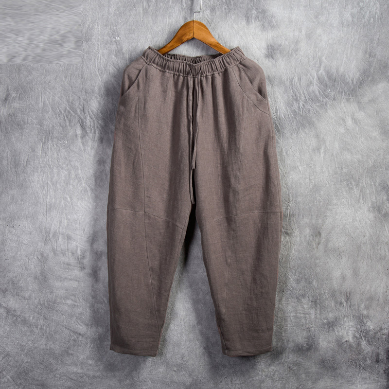 Spring and Autumn Ramie Men's Pants, Loose Large Size Harem Slim Pants, Men's Linen Casual Pants, Chinese Style Men's Long Pants