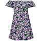 GoGirlGo homemade French Barcelona flower print one-shoulder off-shoulder ruffled A-line dress