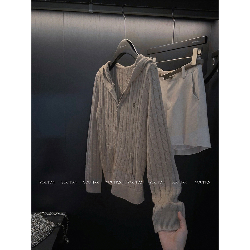 Arita Youtian Old Money Style Hooded Knit Sweater, Vintage Elegant Versatile 2026 Autumn New Sweater