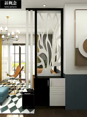 Entry door to door porch cabinet shoe cabinet integrated Nordic hollow decorative screen partition living room cabinet double-sided wall