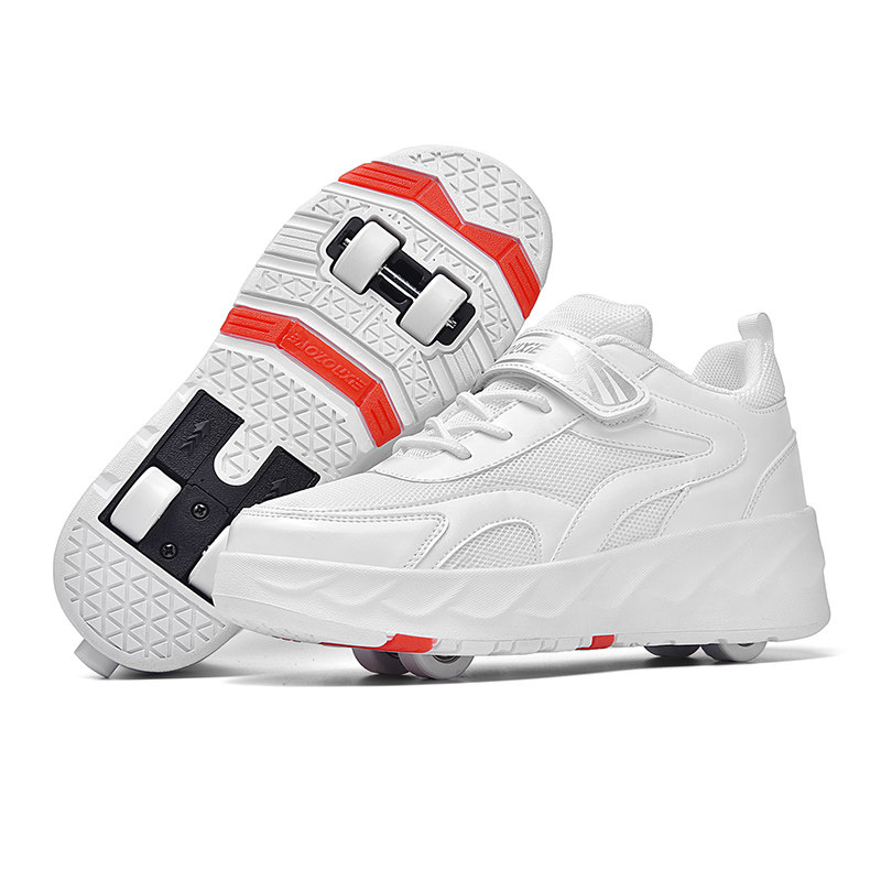 Aimog four-wheeled children's crazy walking shoes boys' explosive walking shoes double-wheeled skating shoes with lights pulley shoes women's four-wheel deformation