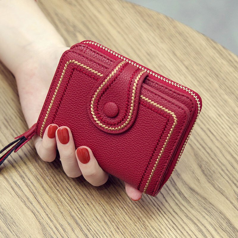 2024 New European and American Fashion Small Wallet Short Style Women's Genuine Leather Multi-Card Slot Card Holder Women's Cowhide Wallet Coin Purse Trendy