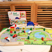 Baby wooden track train toy solid wood children car scene House IKEA track train compatible