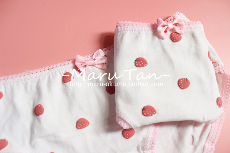 [Fat madness] tươi nhỏ ba chiều dâu nhỏ dễ thương mềm mại đồ lót cotton thấp eo của phụ nữ quần lót lọt khe nữ đẹp