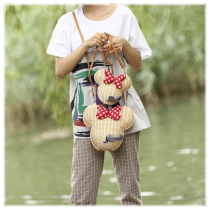 DIY Crafts Grass Weaving Holiday Beach Children Cartoon Mouse Mini butterfly knot single shoulder inclined cross-pack new product