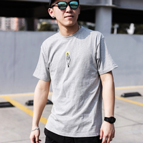 ACROSS X HALOWAKE tide brand T-shirt mens short-sleeved creative finger personality pattern tee street T-shirt