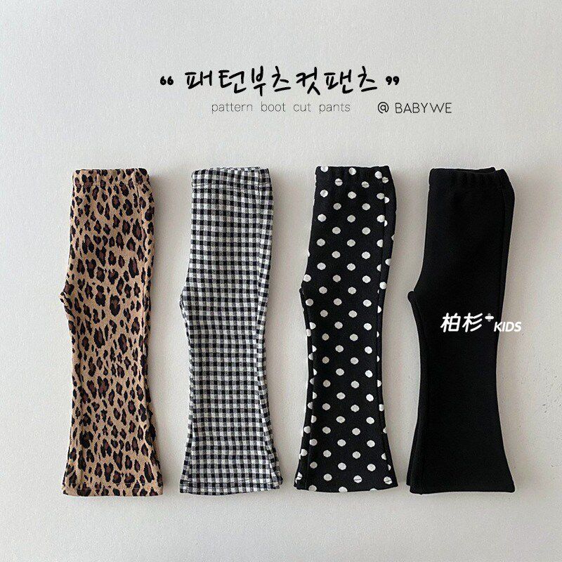 Korean Children's Clothing 2022 Spring Autumn New Girl Horn Pants Plaid Children Pants Toddler Pants Toddlers Wear Pure Cotton Casual