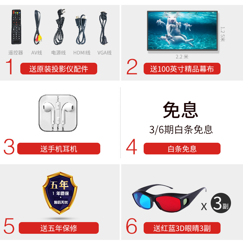 Máy chiếu Thunder Cannon M5 Không dây Wifi HD 1080P Rạp hát tại nhà Điện thoại Máy chiếu 3D thông minh - Máy chiếu