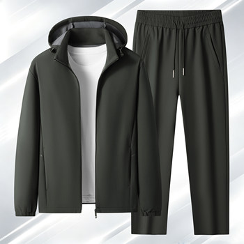 Middle-aged and elderly people plus size plus size autumn and winter plus velvet thickening men's loose casual sportswear suit sweatshirt