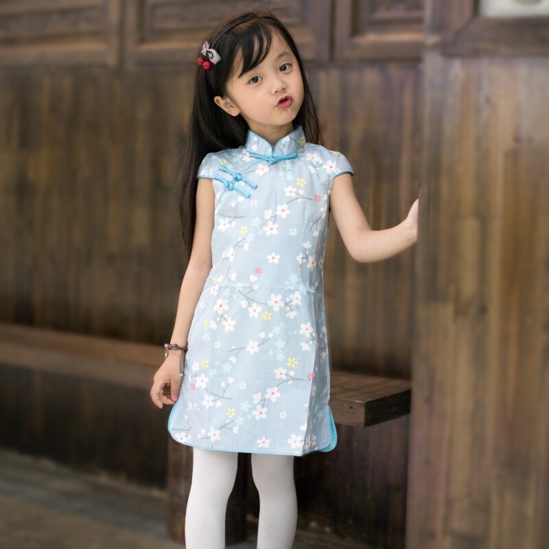 儿童旗袍夏装女童纯棉唐装女孩民族风公主裙小孩中小童旗袍裙子