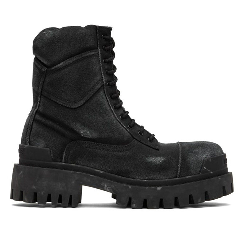 Parisian cotton canvas with short boots male black thick martin boots retroboots highclothing