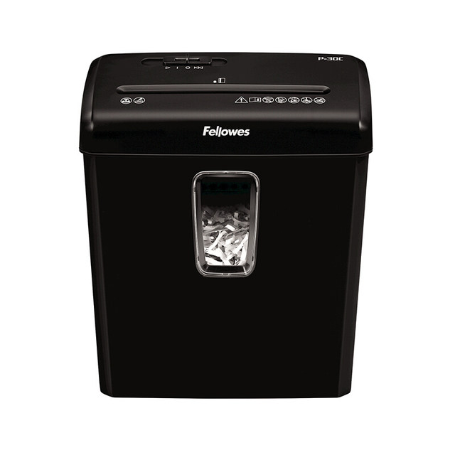 Fellowes P30c ຄົວເຮືອນ shredder ເຈ້ຍຂະຫນາດນ້ອຍຫ້ອງການປະຫຍັດພະລັງງານຂະຫນາດໃຫຍ່ຄວາມອາດສາມາດຕ້ານບັດອັດຕະໂນມັດ