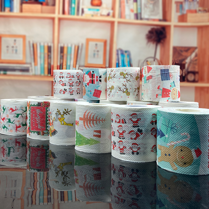 Santa Claus Holiday Roll Paper Cute Creative Small Gift Household Core Tissue Original Colorful Printed Toilet Paper