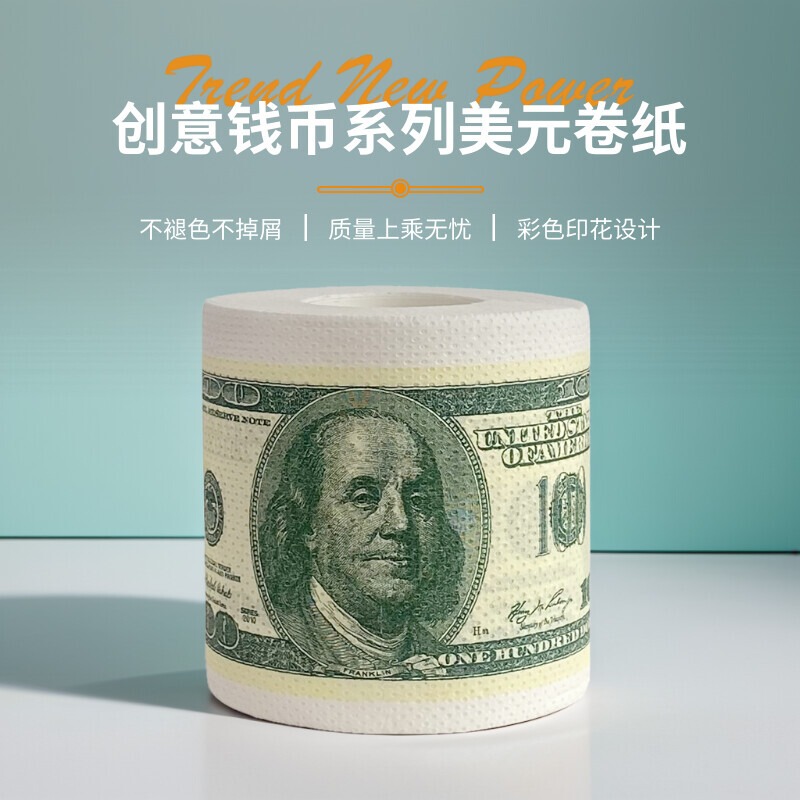 Creative Dollar Bill Classic Toilet Paper with Core, Fun and Funny Colorful Printed Dollar Bill Toilet Paper for Home Use