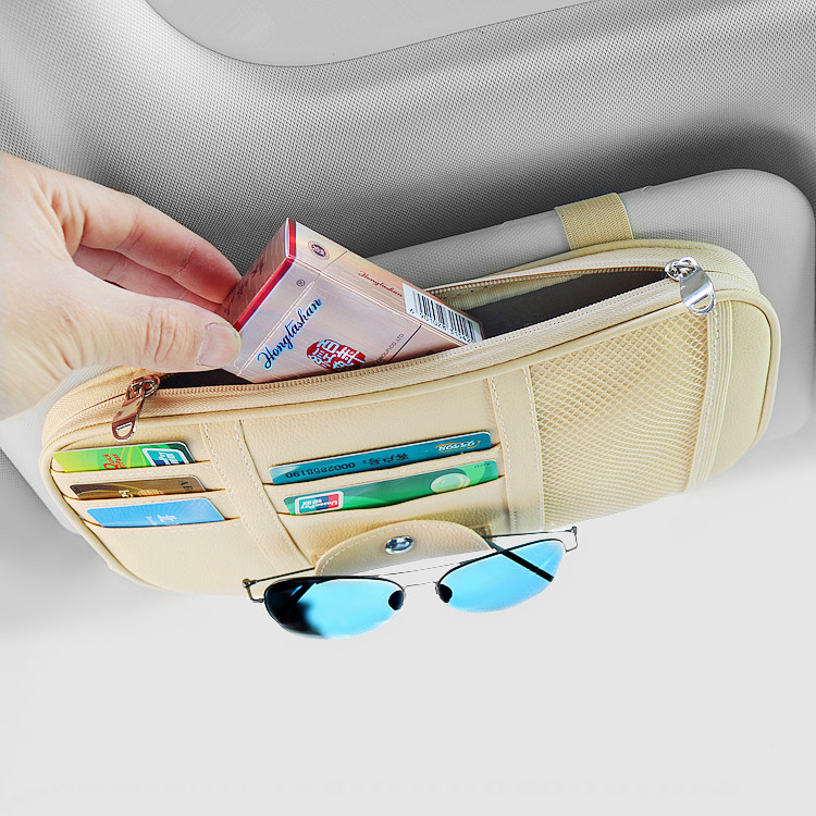 On-board Cashier Bag Visor Card Clip Mobile Phone Package Driver's License Bill Card Bag Containing Sleeve Car With Glasses Clip
