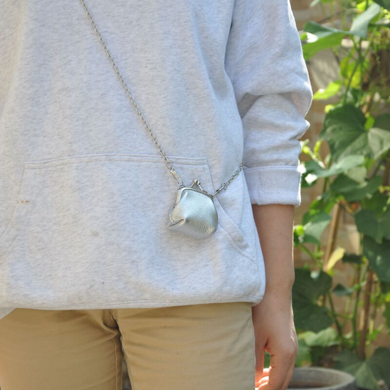 Small 5cm Clasp Dumpling Bag Coin Purse Handmade Crossbody Shoulder Chain Decorative Women's Bag