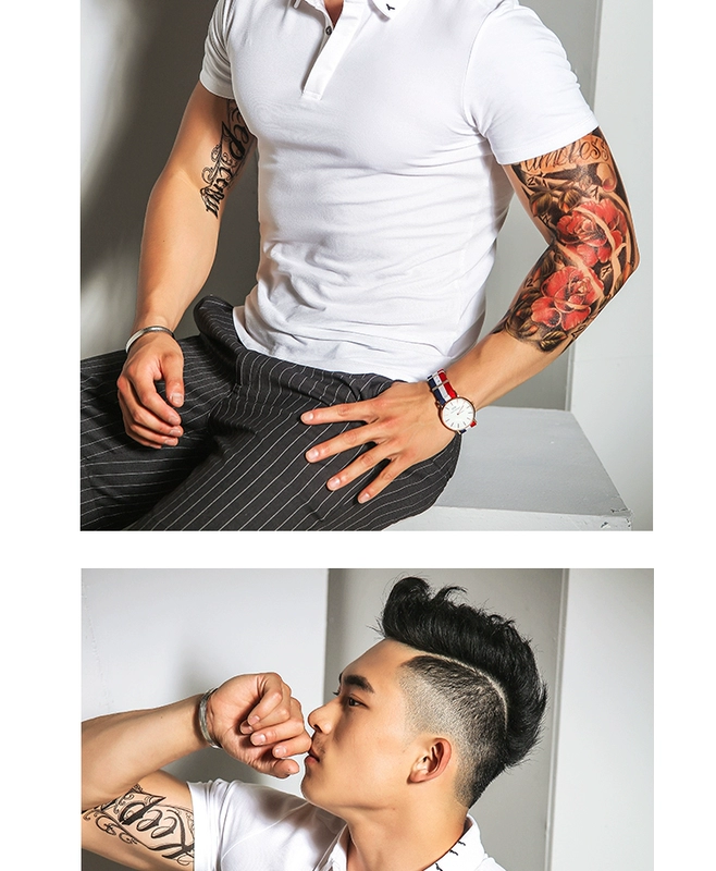 Ông Hui mùa hè mới áo sơ mi polo ngắn tay nam giản dị nam Hàn Quốc phiên bản thêu của hải âu Slim men thủy triều T đáy - Polo áo polo nam đẹp