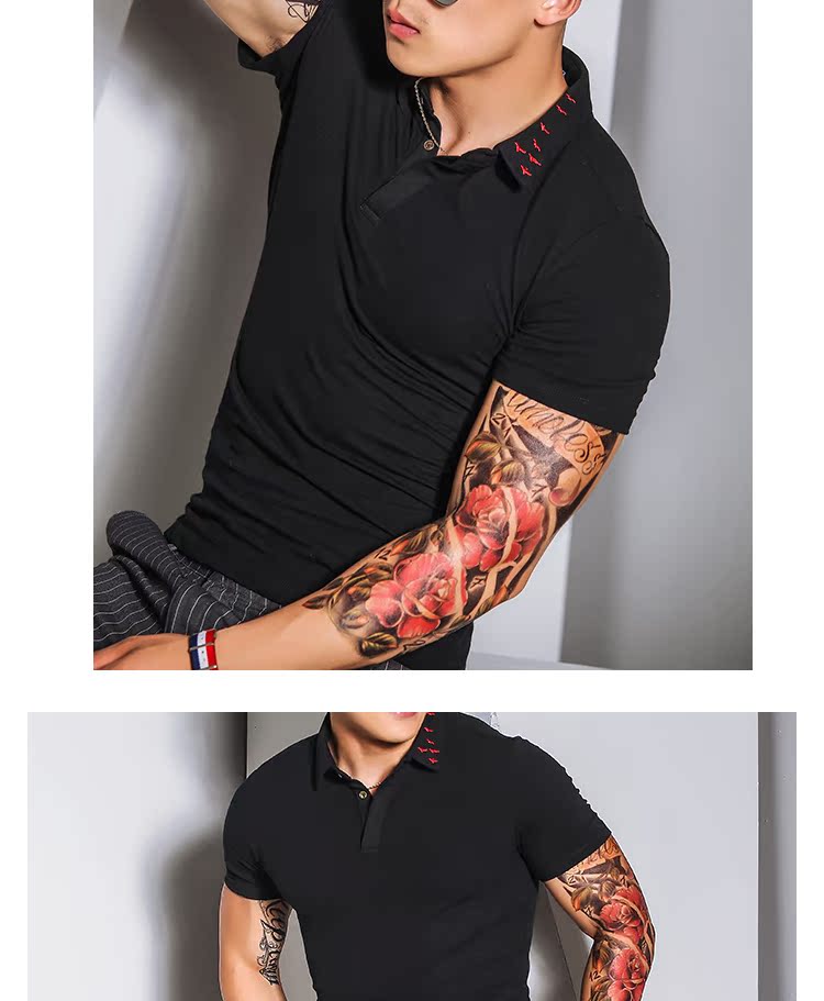 Ông Hui mùa hè mới áo sơ mi polo ngắn tay nam giản dị nam Hàn Quốc phiên bản thêu của hải âu Slim men thủy triều T đáy - Polo áo polo đẹp