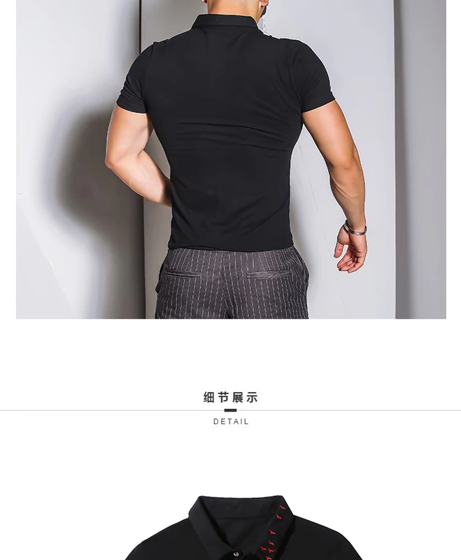 Ông Hui mùa hè mới áo sơ mi polo ngắn tay nam giản dị nam Hàn Quốc phiên bản thêu của hải âu Slim men thủy triều T đáy - Polo áo polo nam đẹp
