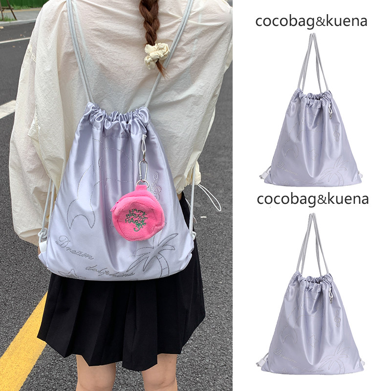 夏用大容量通勤ラインストーン巾着バックパック レディース 2026年新作カジュアル旅行用小型バックパック トレンディ