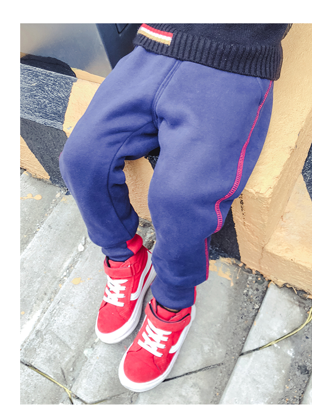 Quần bé trai mùa đông quần áo trẻ em nam quần cotton dày trẻ em cộng với quần nhung thường mùa đông quần thể thao trẻ em mùa đông quần áo trẻ em 10 tuổi