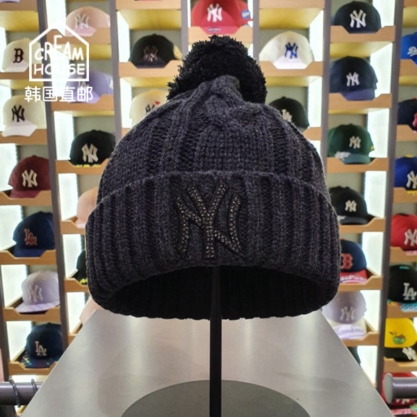 Spot Korea MLB boys and girls NYYankee team autumn and winter hot drill twisted flower ball knitted wool hat
